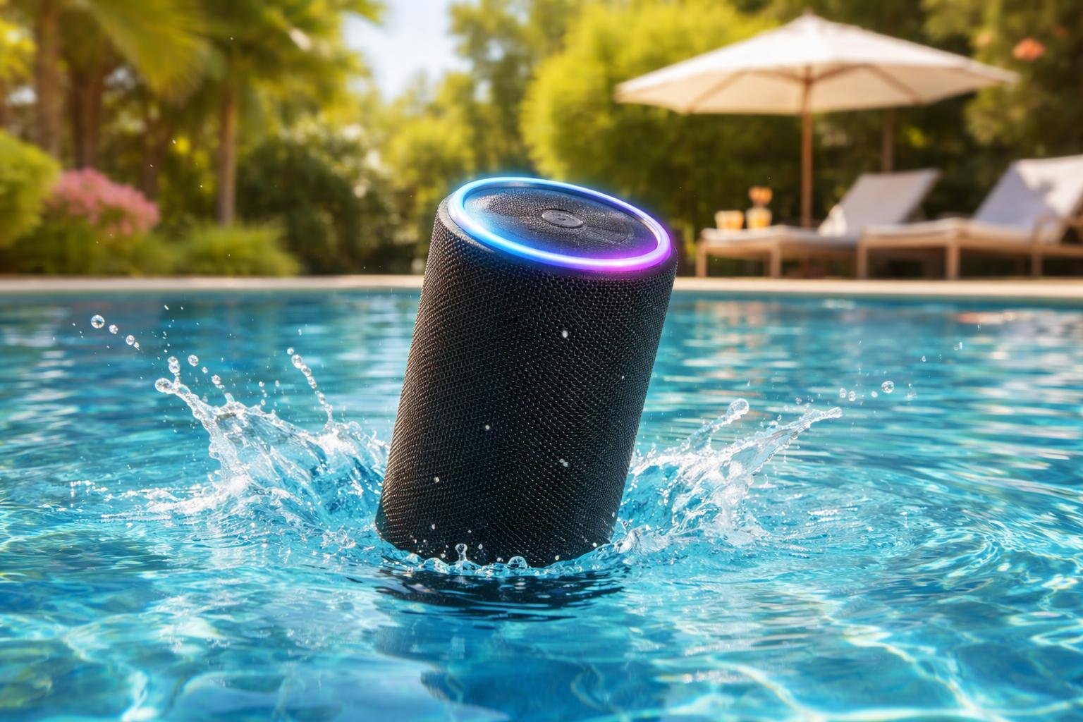 enceinte-bluetooth-piscine-jardin-ensoleille