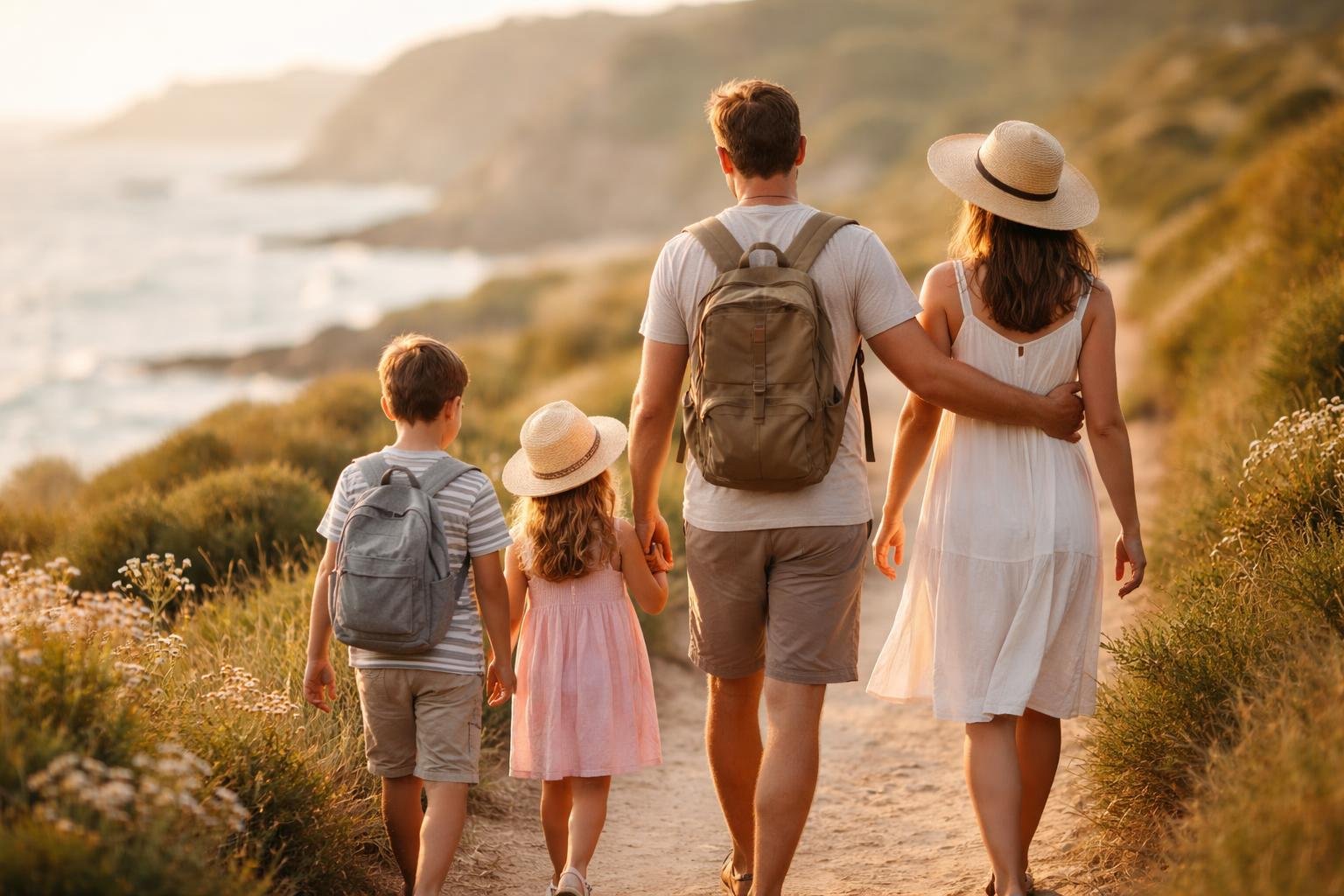 famille-dos-sentier-cotier-mer